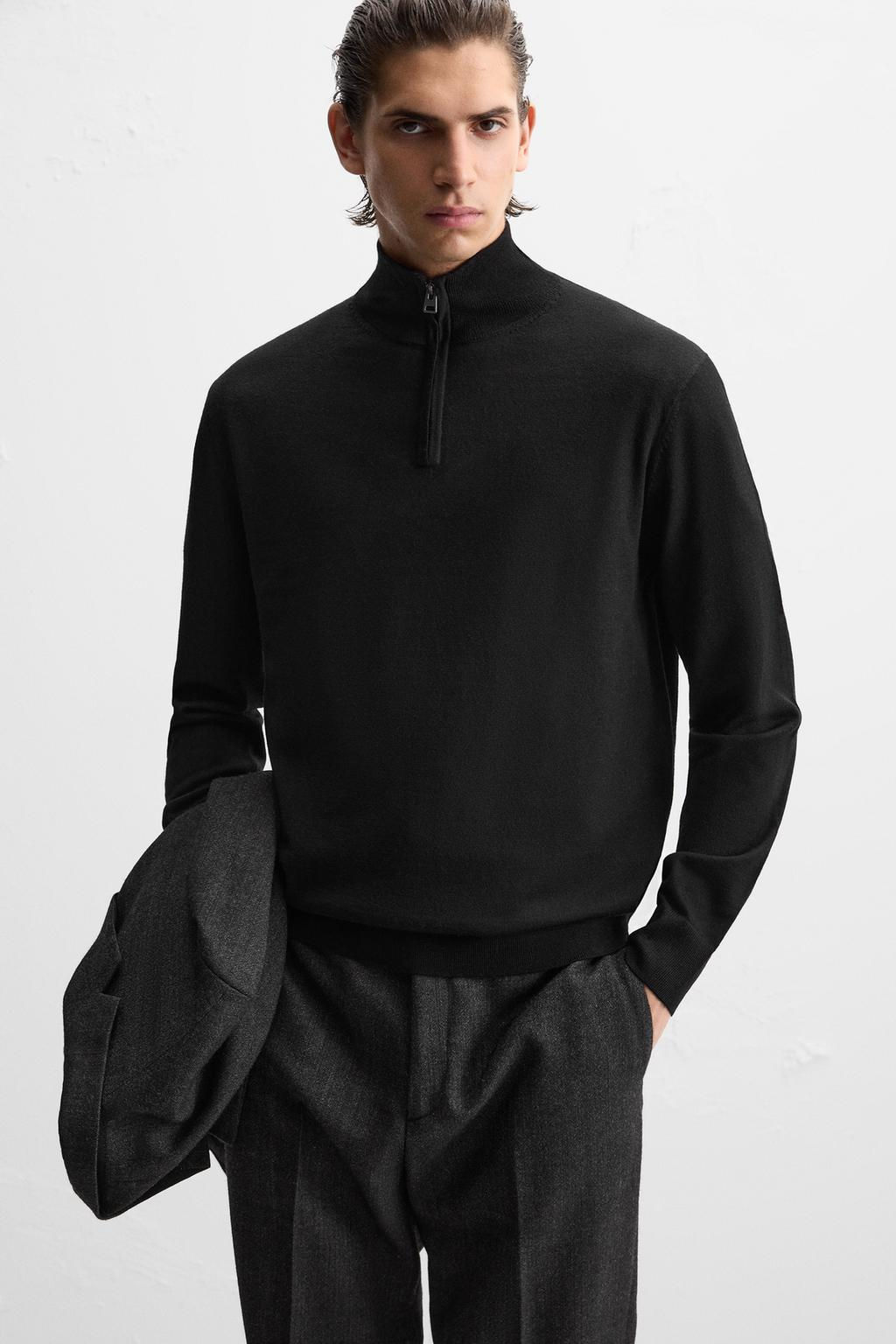 100% WOOL QUARTER ZIP JUMPER - Zara фото 6