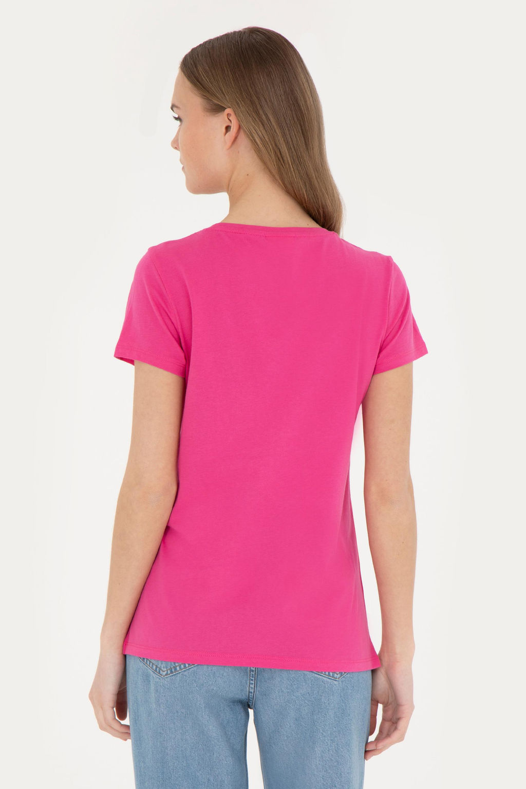 Женская футболка цвета фуксии с круглым вырезом - U.s. polo assn фото 12