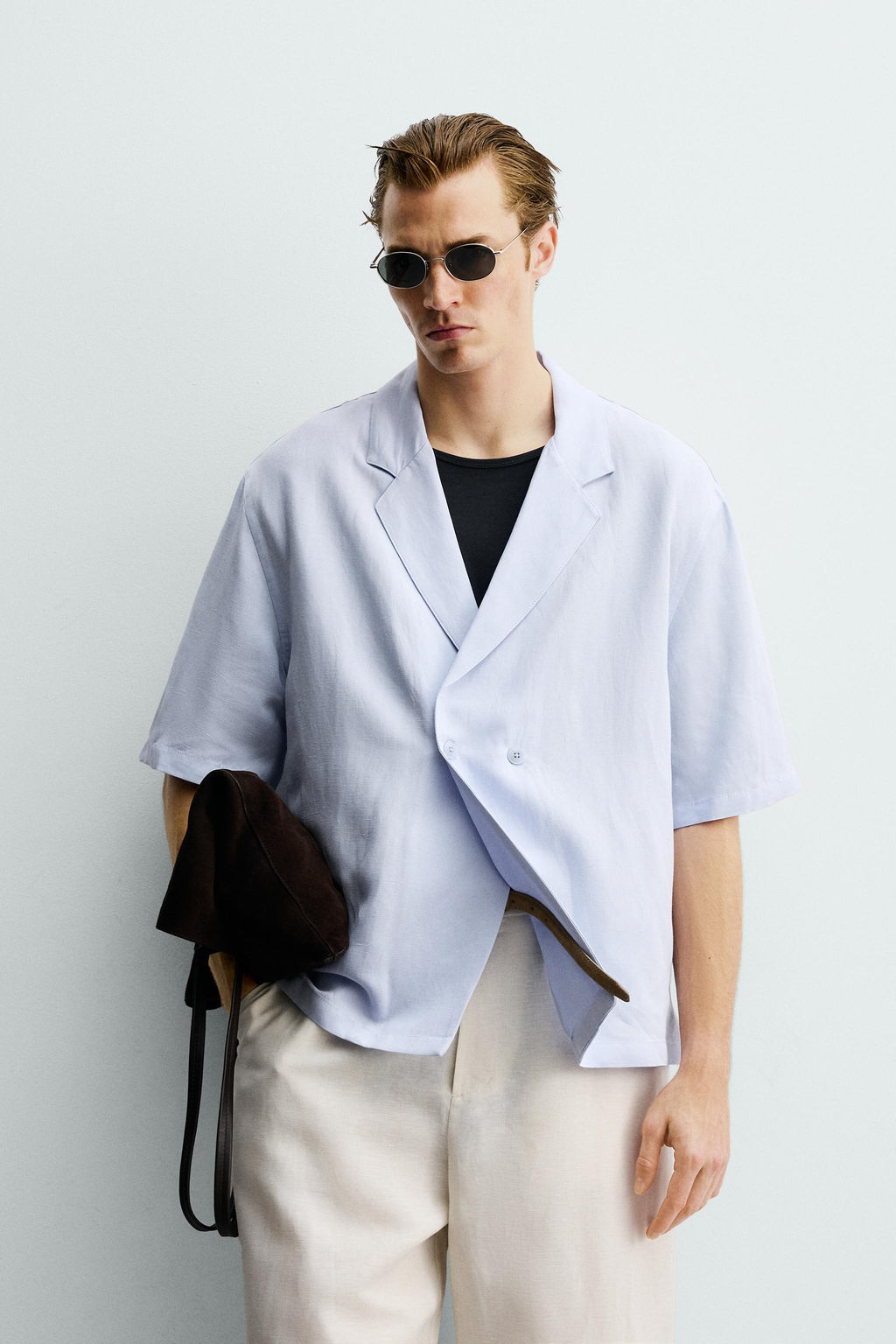 CAMISA KIMONO VISCOSA - LINO / Celeste - Zara фото 2