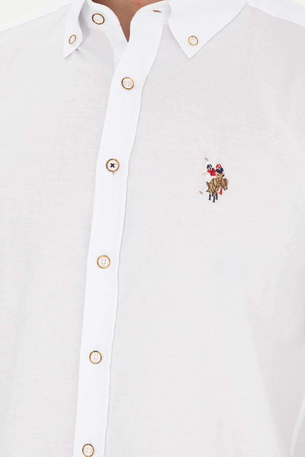 Мужская белая базовая рубашка с длинным рукавом - U.s. polo assn фото 7