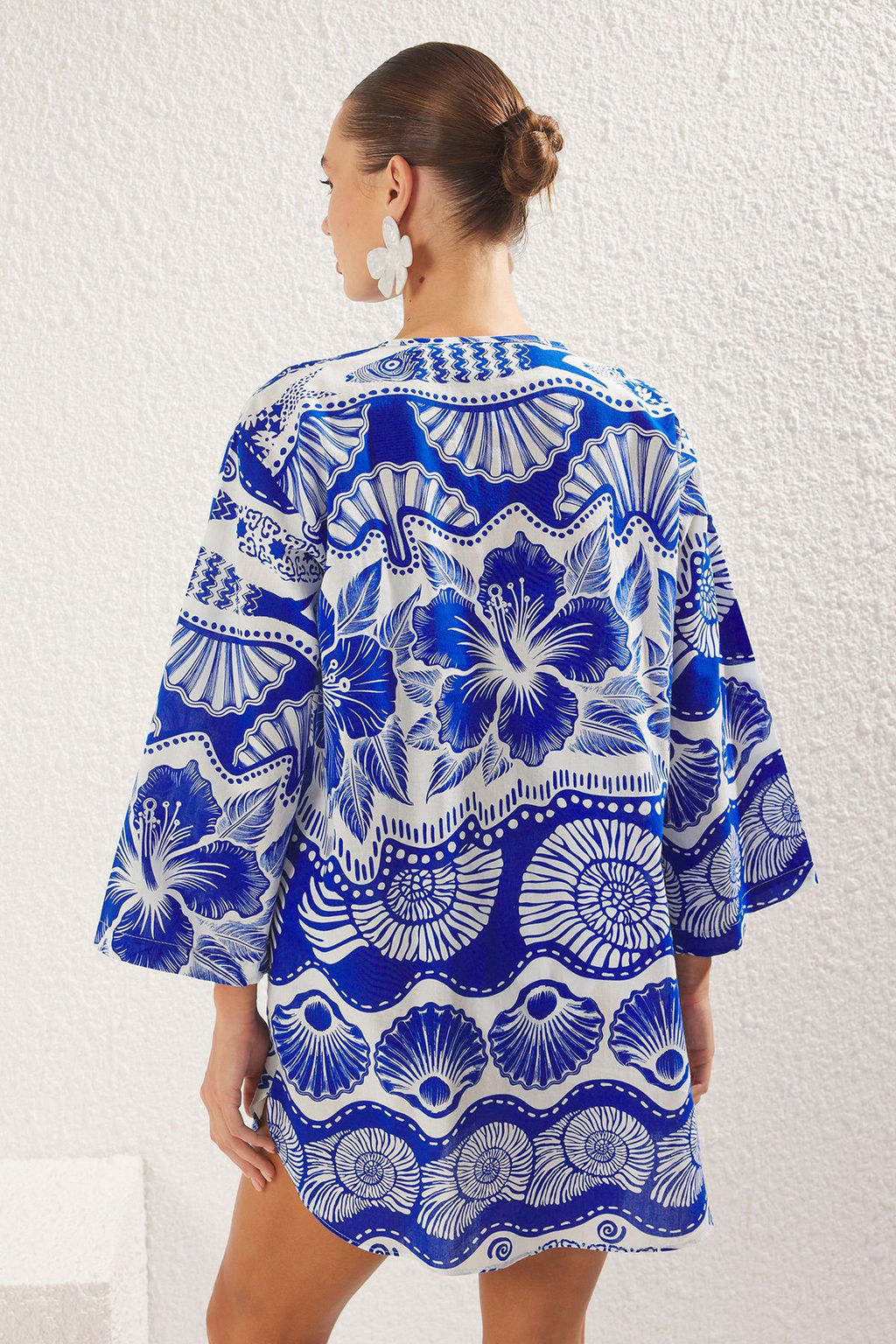 Trendyolmilla Su Alt? Desenli Mini Dokuma %100 Pamuk Plaj Elbisesi TBESS25EL00020  фото 5