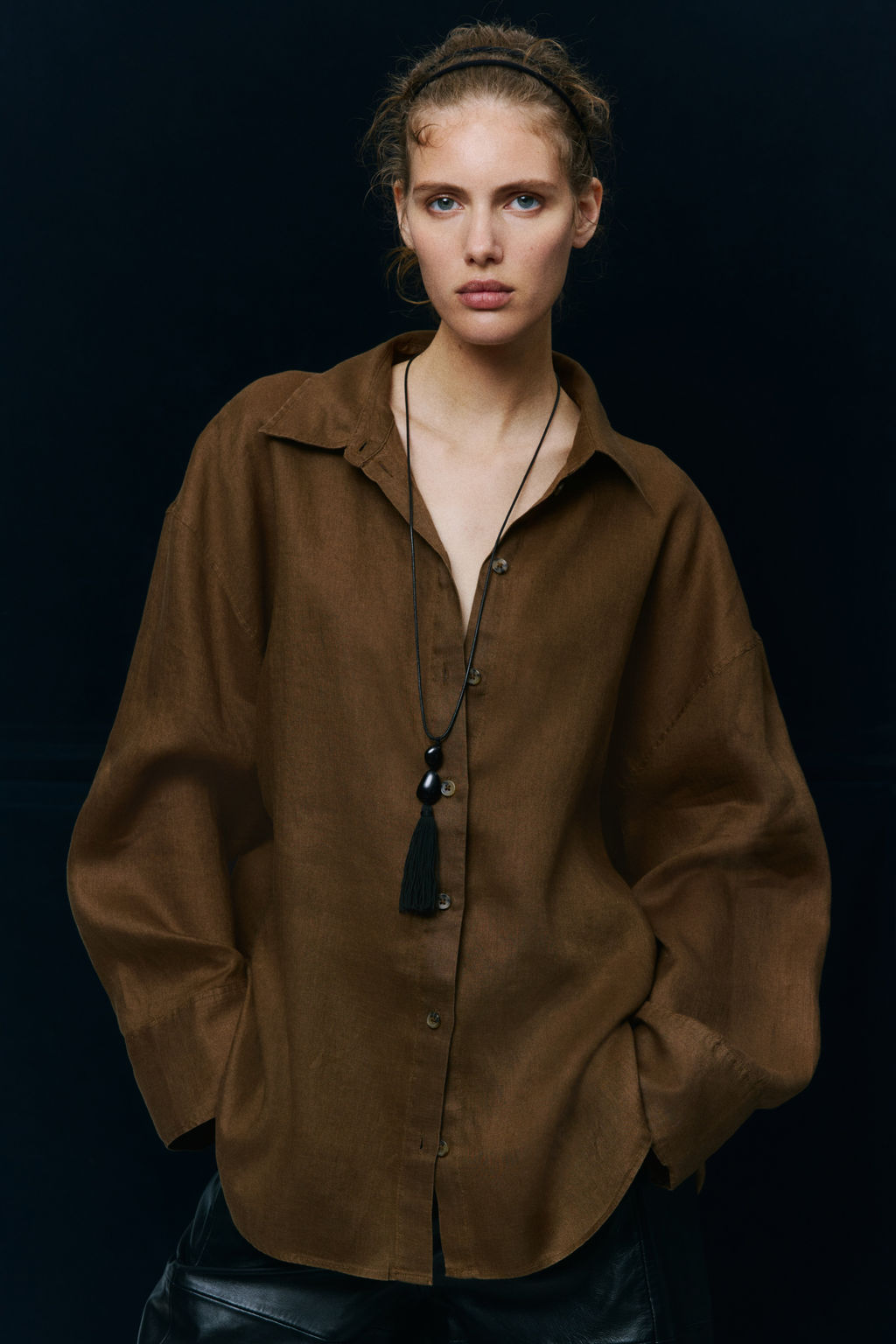 Camisa oversize de lino - H&m фото 7