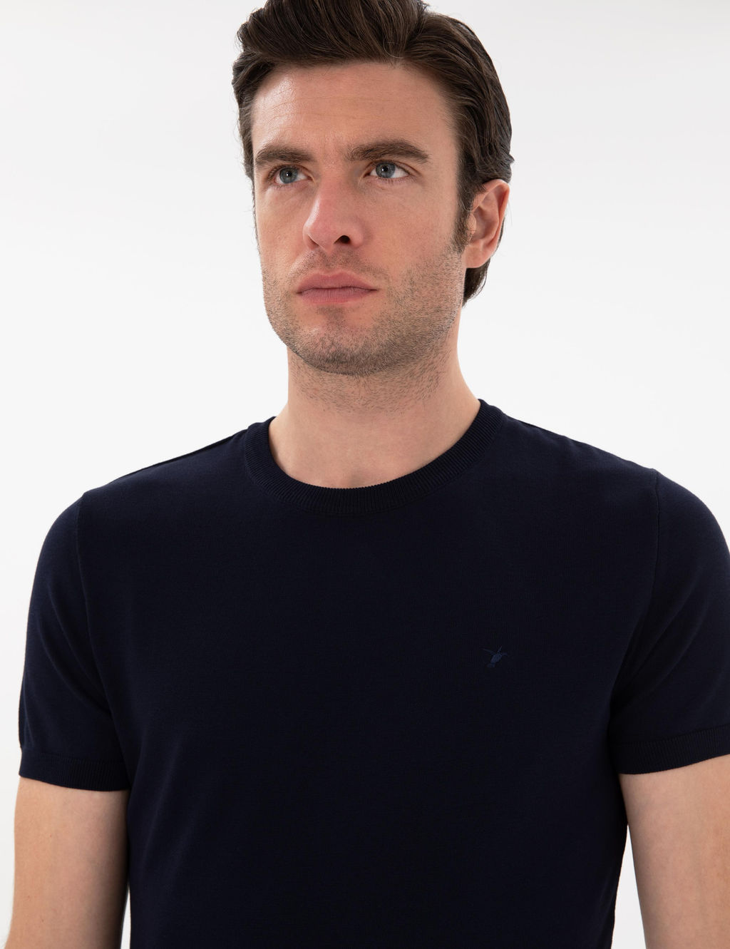 Lacivert Slim Fit Bisiklet Yaka Triko T-shirt - Cacharel фото 2