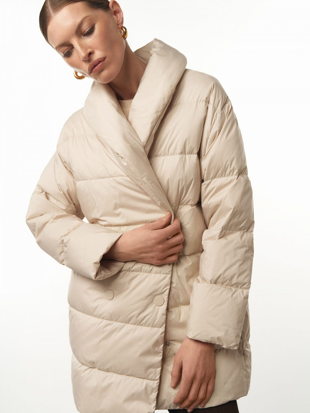 Conso/SM 230104 - light beige Пуховое полупальто фото 4