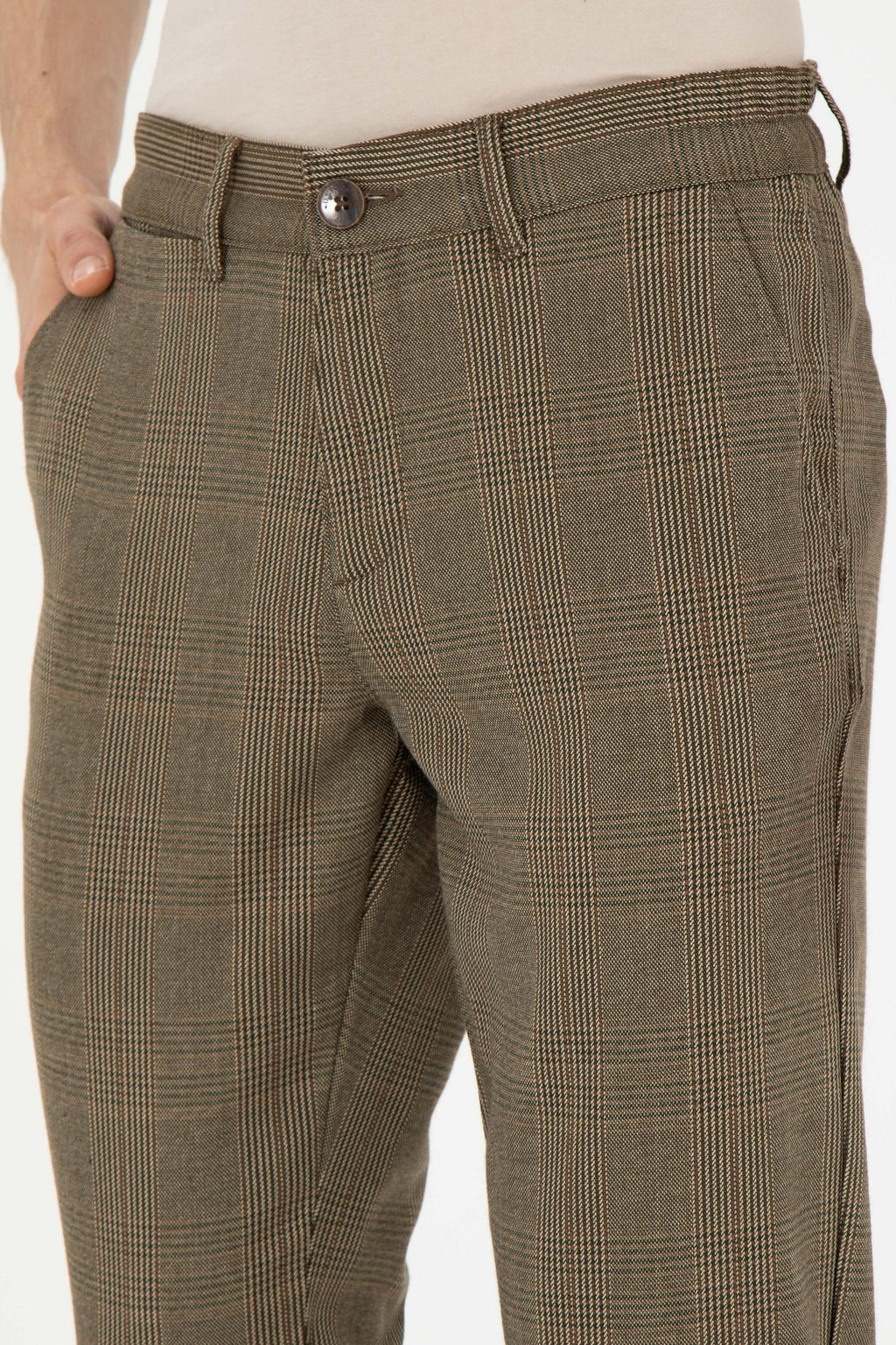 Erkek Slim Fit Coconut Kanvas Pantolon