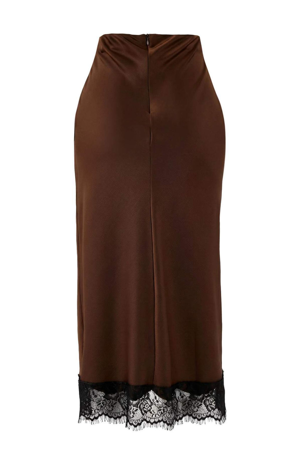 Kahverengi Dantel Detayl? Midi Boy Saten Etek TWOAW26ET00169