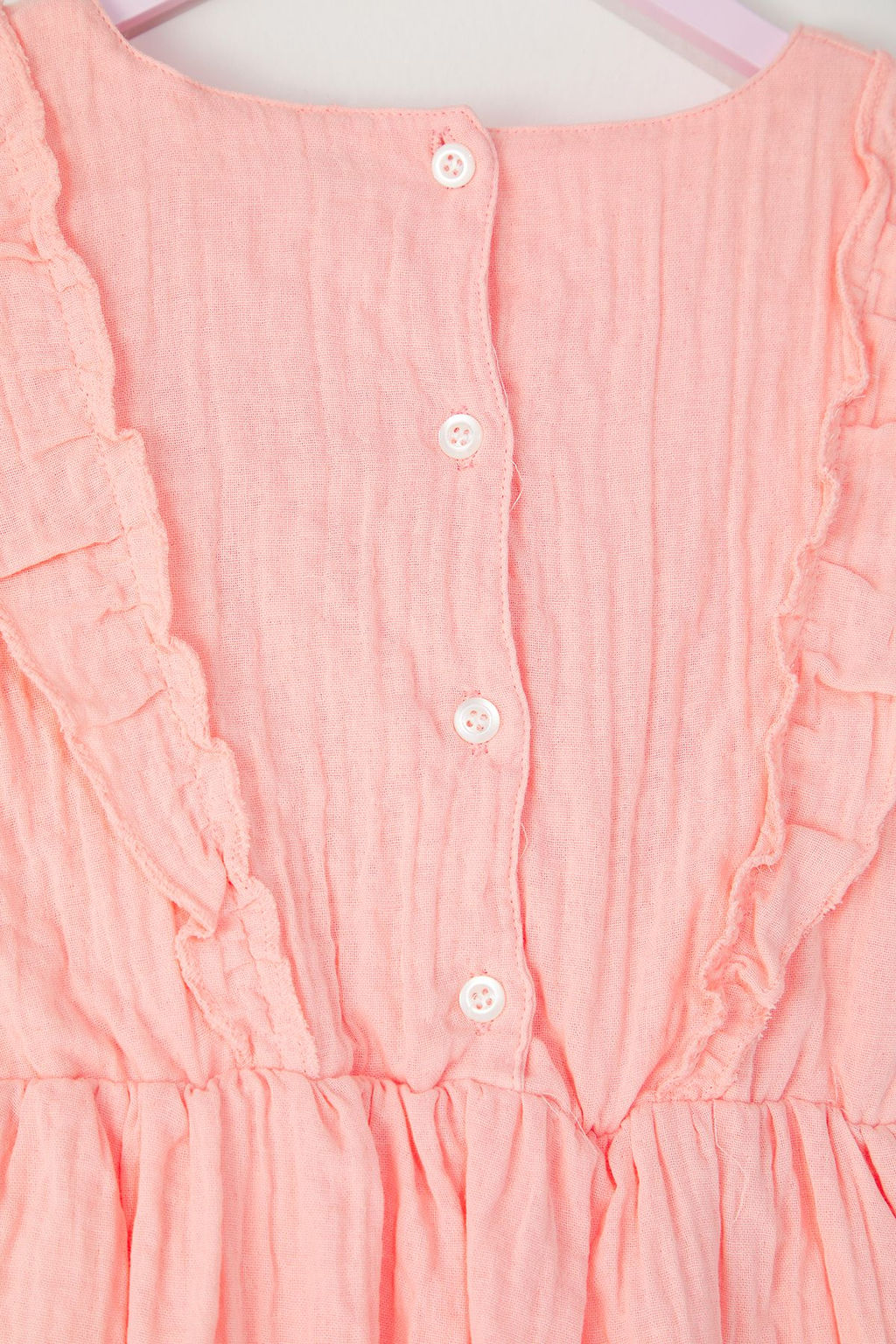 Somon K?z Cocuk %100 Pamuk F?rf?r Detayl? Kolsuz K?sa Dokuma Elbise TKDSS25EL00060 - Trendyolmilla фото 4