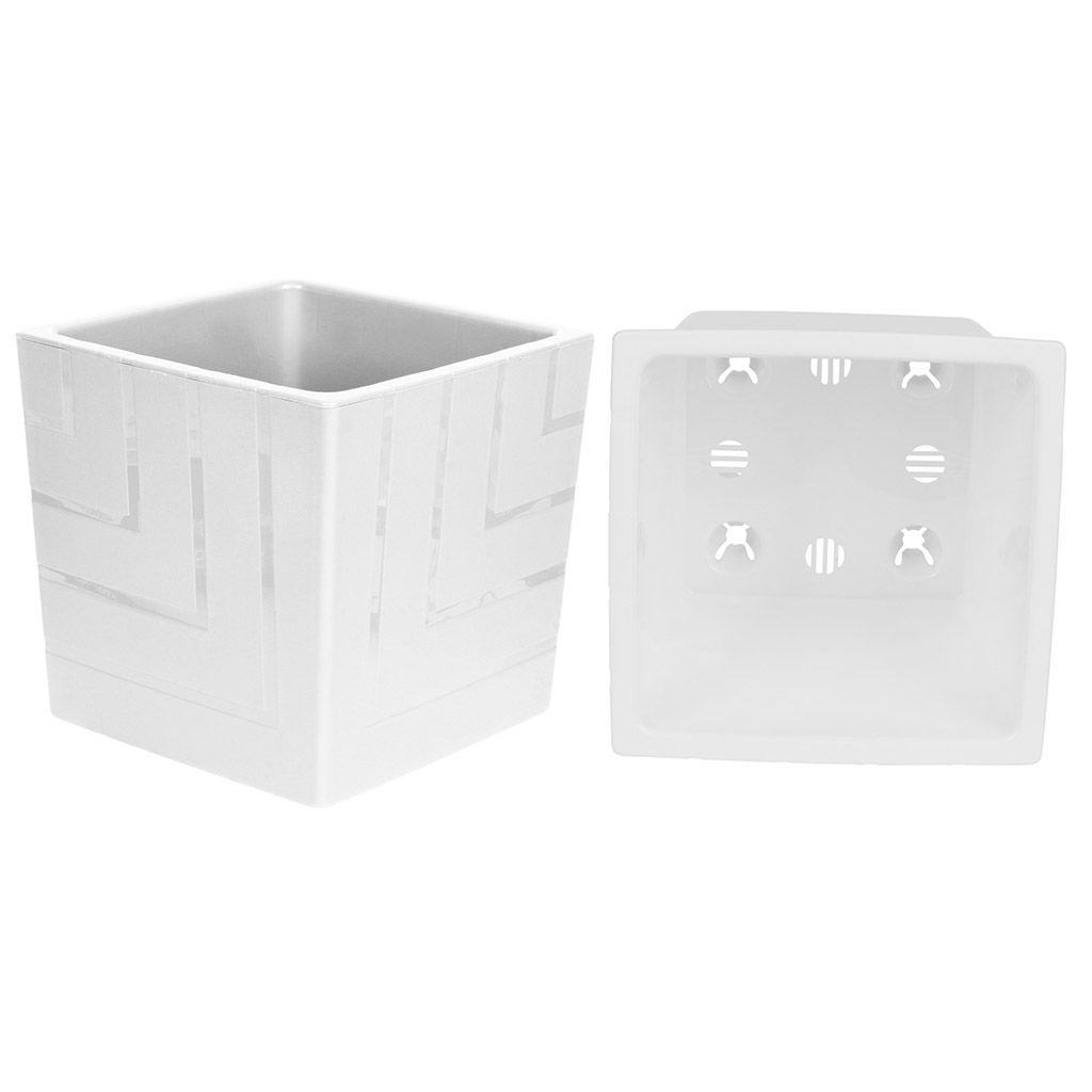 Горшок для цветов пластмассовый Квадро 6,6л, 20х20х20см, со вставкой, белый (Россия) - Домашняя Мода фото 2