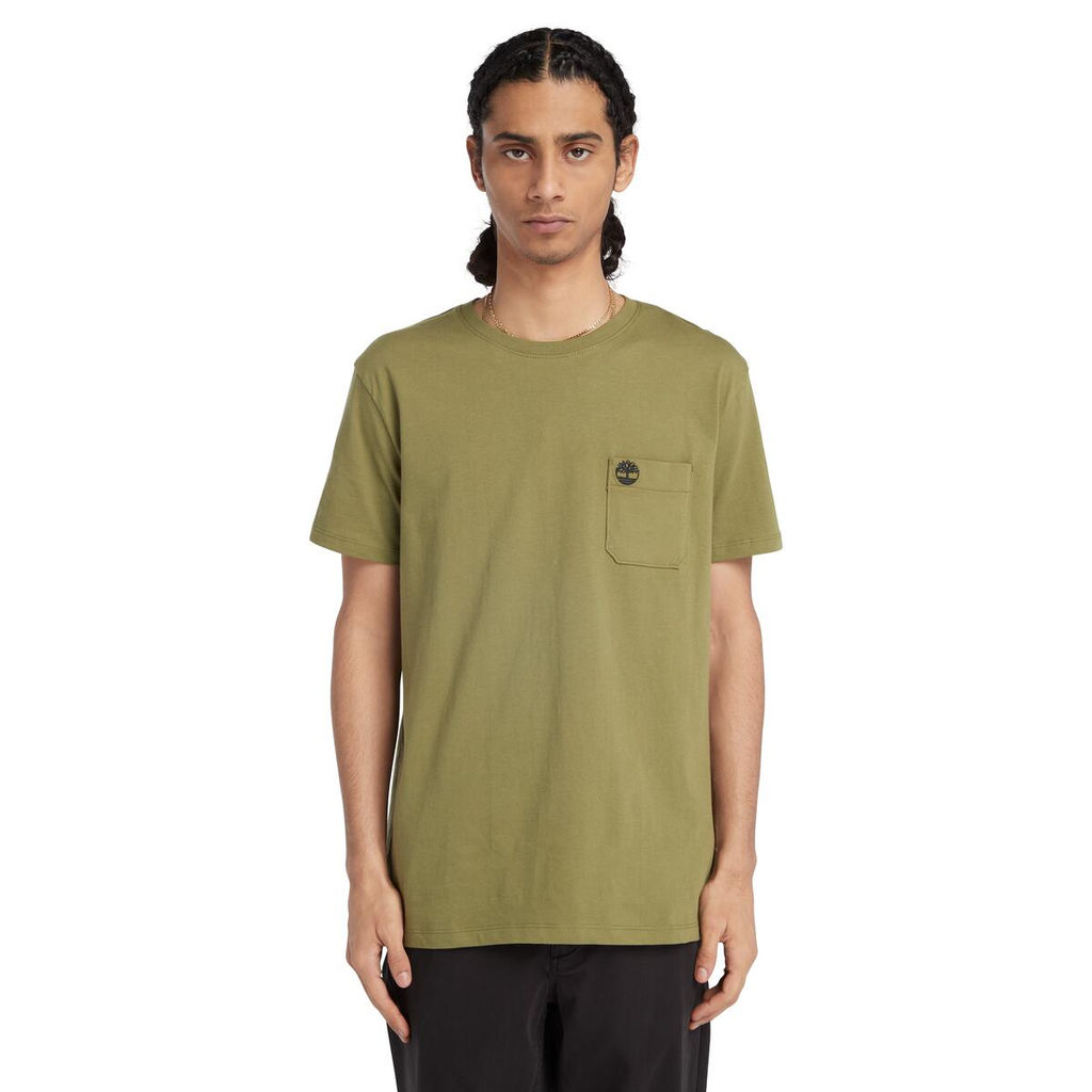 Футболка Timberland T-Shirt Dunstan River Pocket Slim зеленая  фото 3
