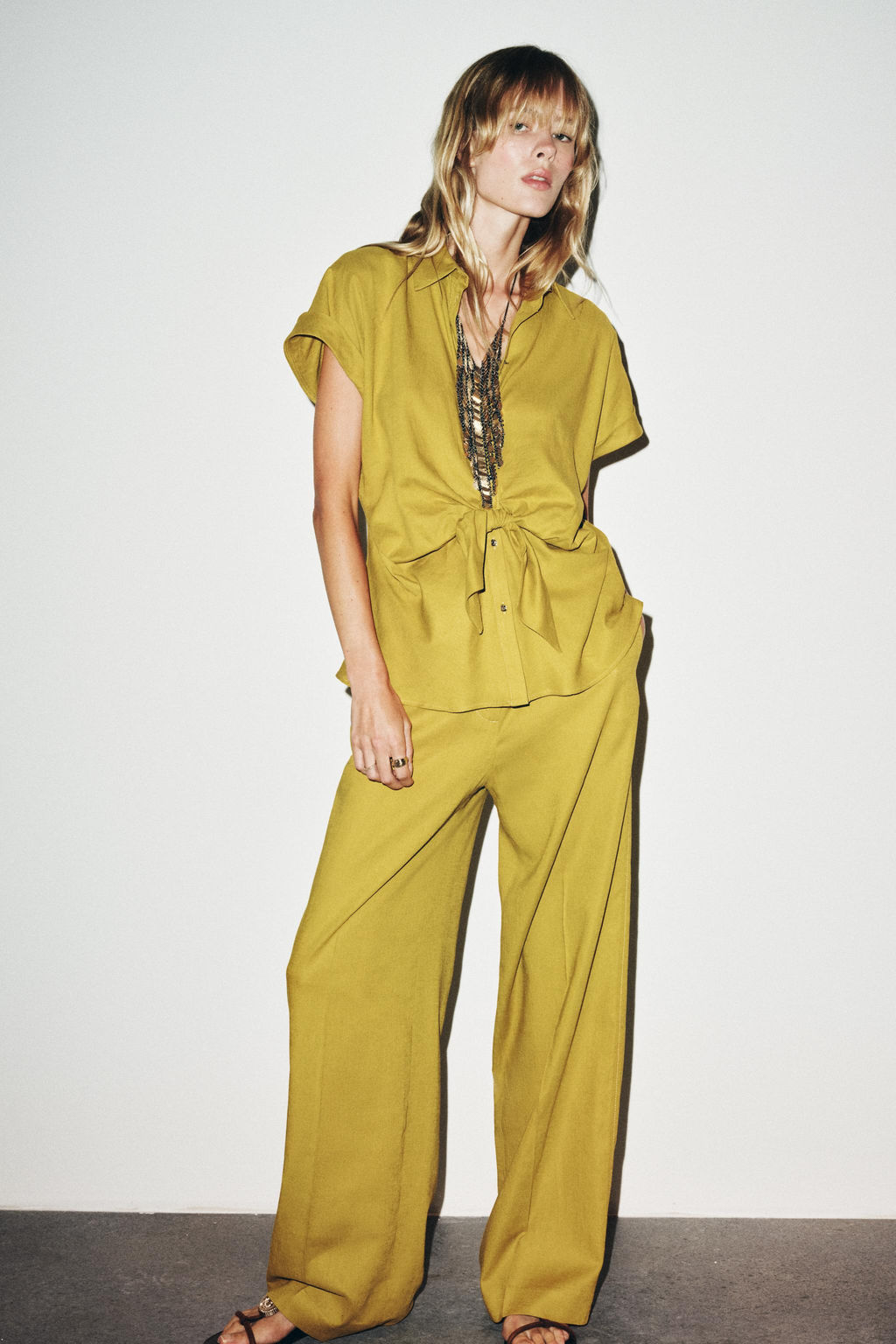 STRAIGHT-LEG LINEN BLEND TROUSERS - Zara фото 7