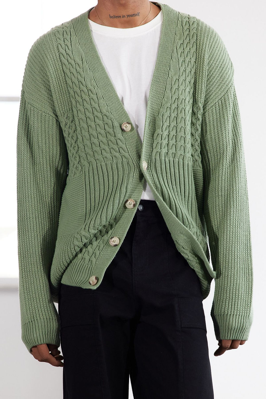 TRENDYOL MAN Limited Edition Mint FL Erkek Regular V Yaka Sac Orgu Triko H?rka TMNAW25HI00005 - Trendyolmilla фото 3