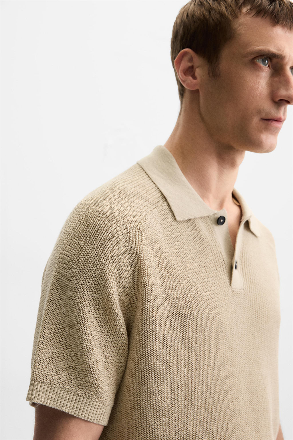 TEXTURED KNIT POLO SHIRT - Zara фото 7