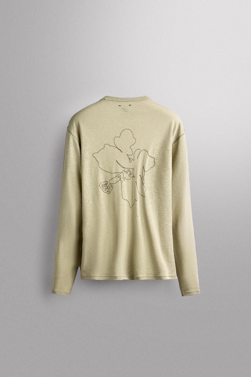 CAMISETA LIGERA LINO - ALGOD?N / verde lavado - Zara фото 9