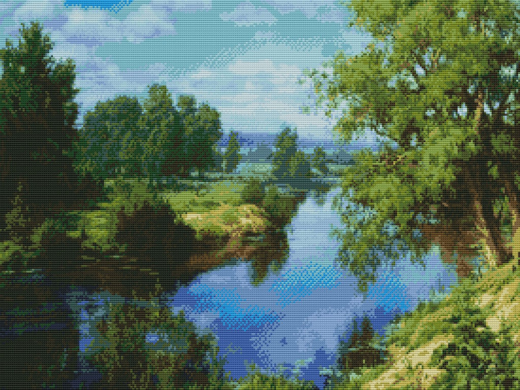 Вышивка крестиком 40х50см, Русская природа