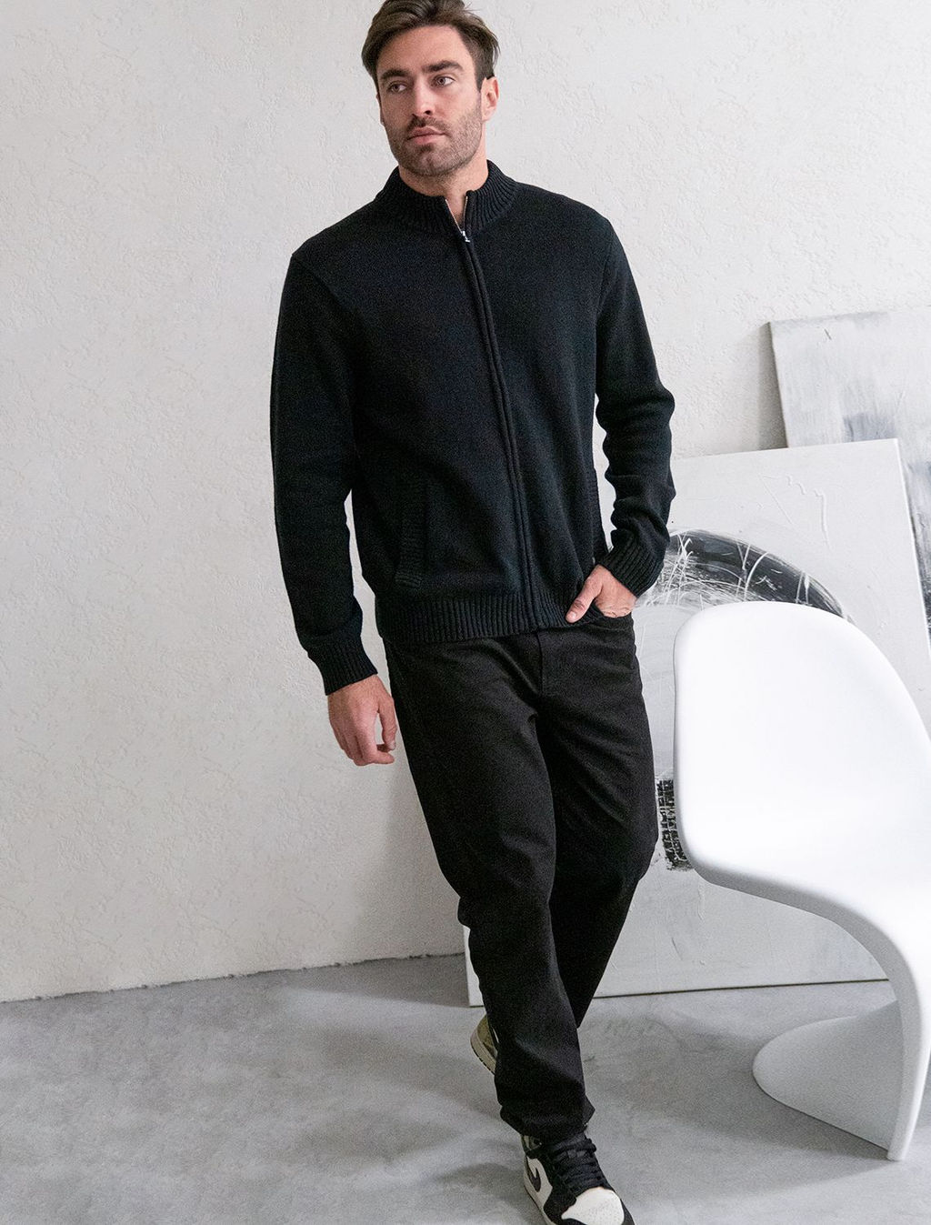 Кардиган плотной вязки на металлической молнии - Vilatte фото 7