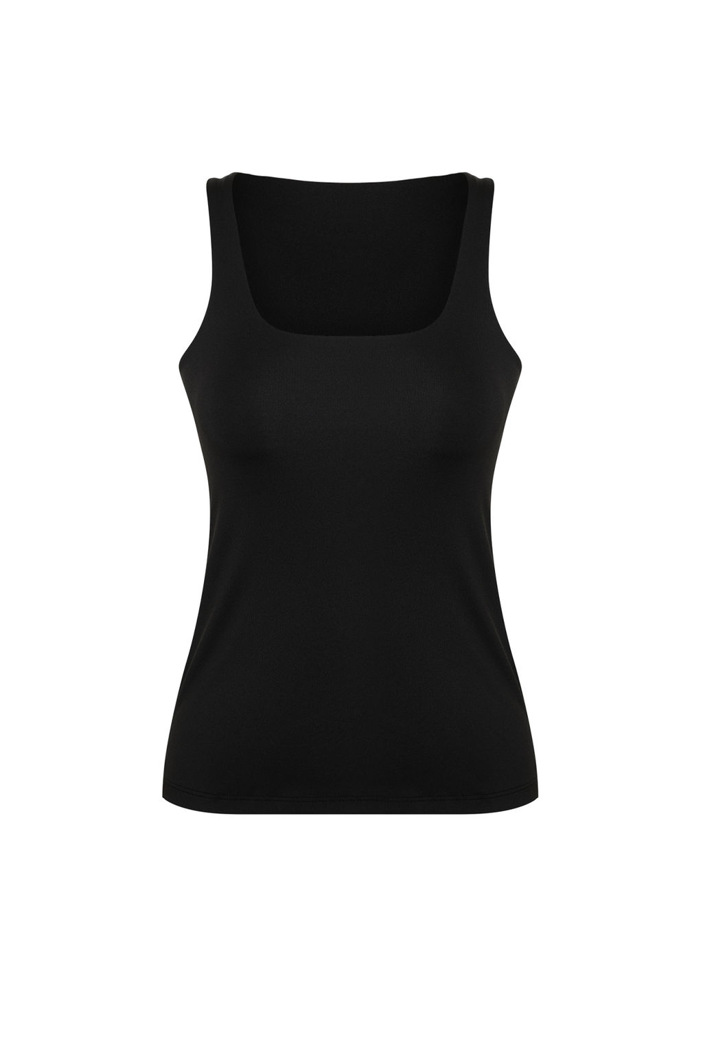 Siyah Toparlay?c? 2 Katl? Ici Pedli Spor Sutyenli Kare Yaka Orme Spor Ust/Bluz THMSS24BZ00002
