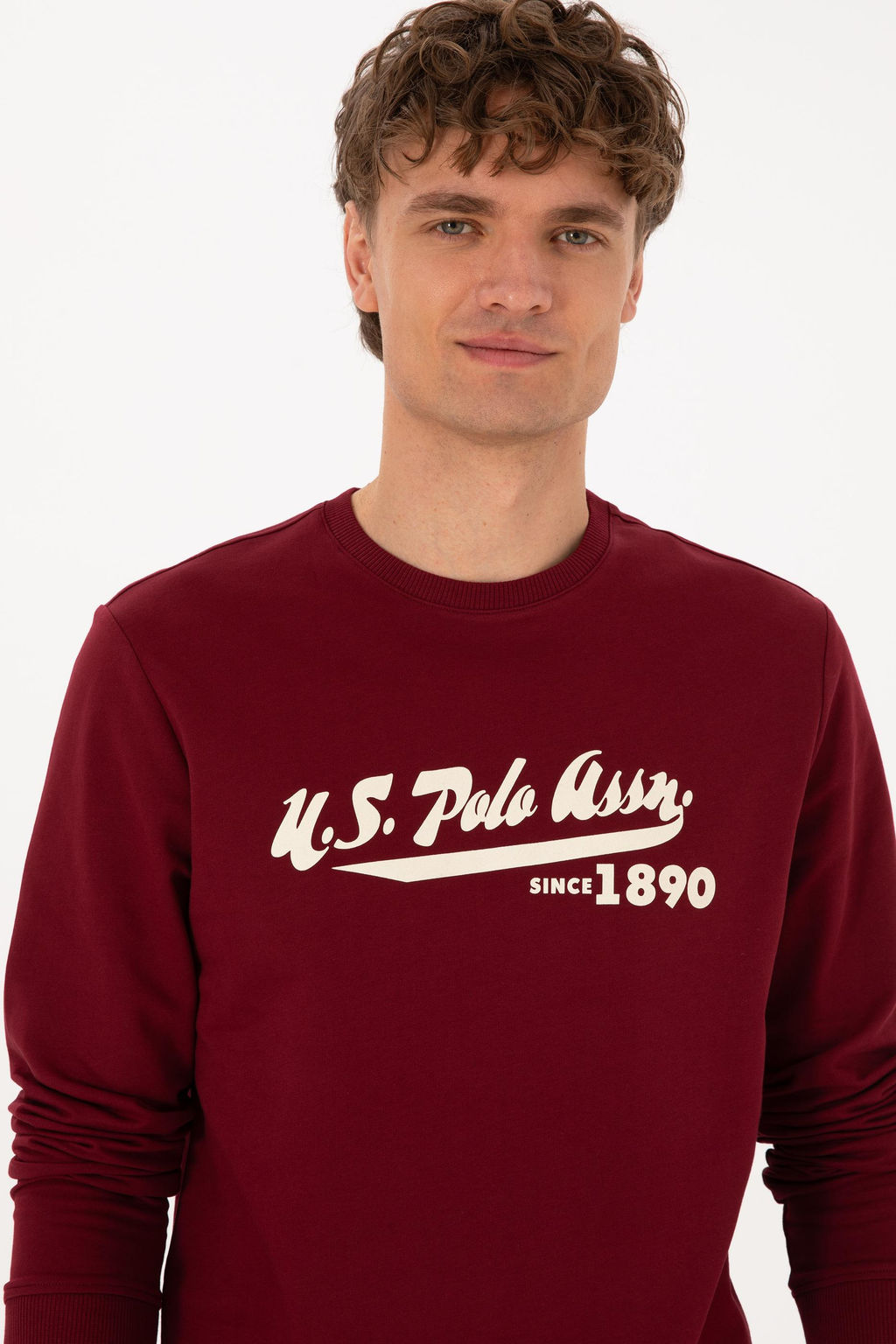 Erkek Bisiklet Yaka Regular Fit Bordo Sweatshirt - U.s. polo assn фото 2