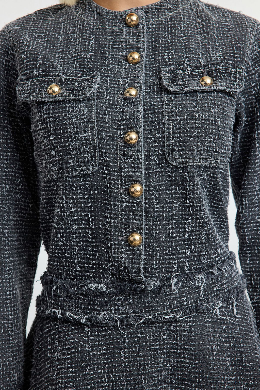TRENDYOLMILLA Gri Dokulu Etegi Volanl? Mini Denim Elbise TWOAW25EL00515  фото 4