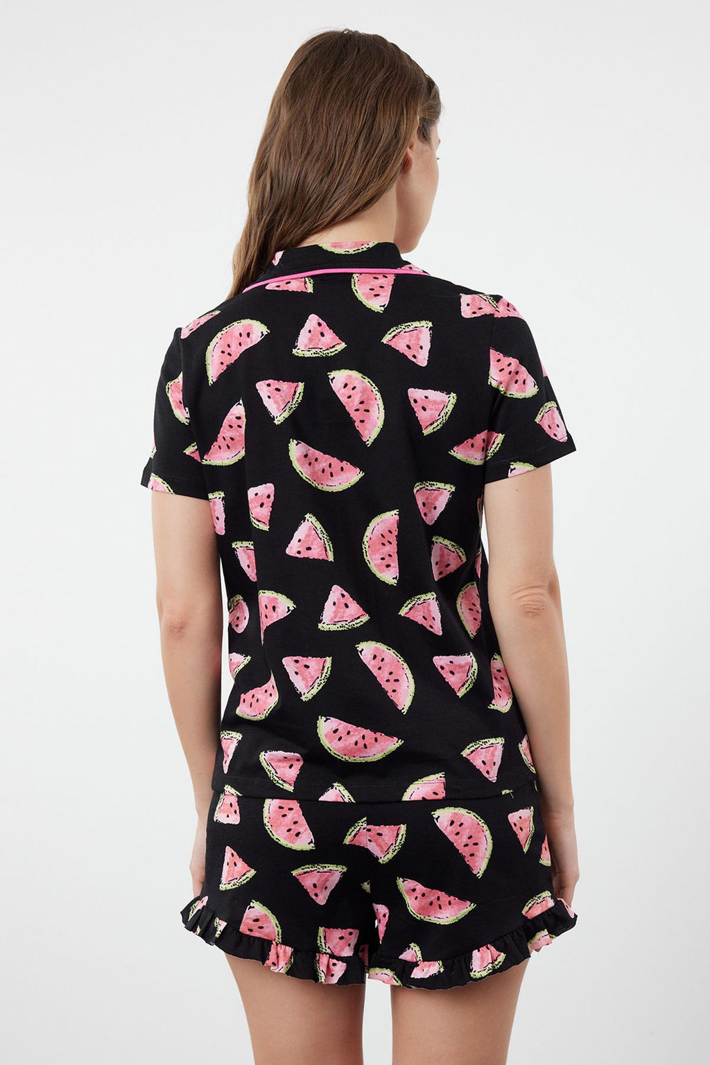 Trendyolmilla Pembe %100 Pamuklu Karpuz Desenli F?rf?rl? Sortlu Orme Pijama Tak?m? THMSS21PT0670 фото 23