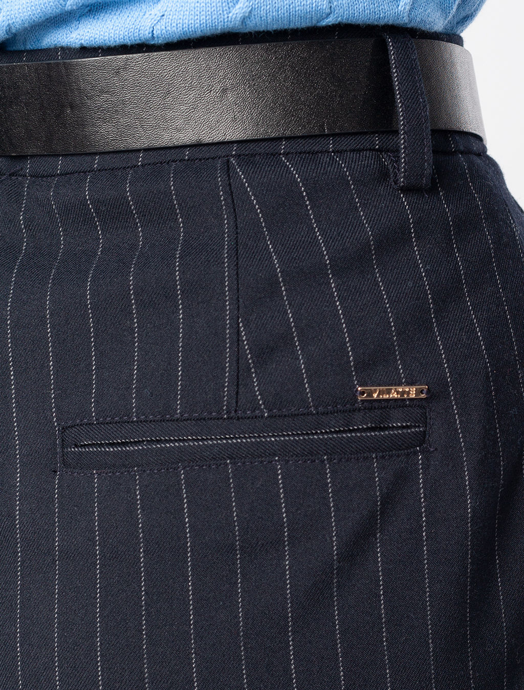 VILATTE / Прямые брюки из плотной поливискозы в полоску  фото 3