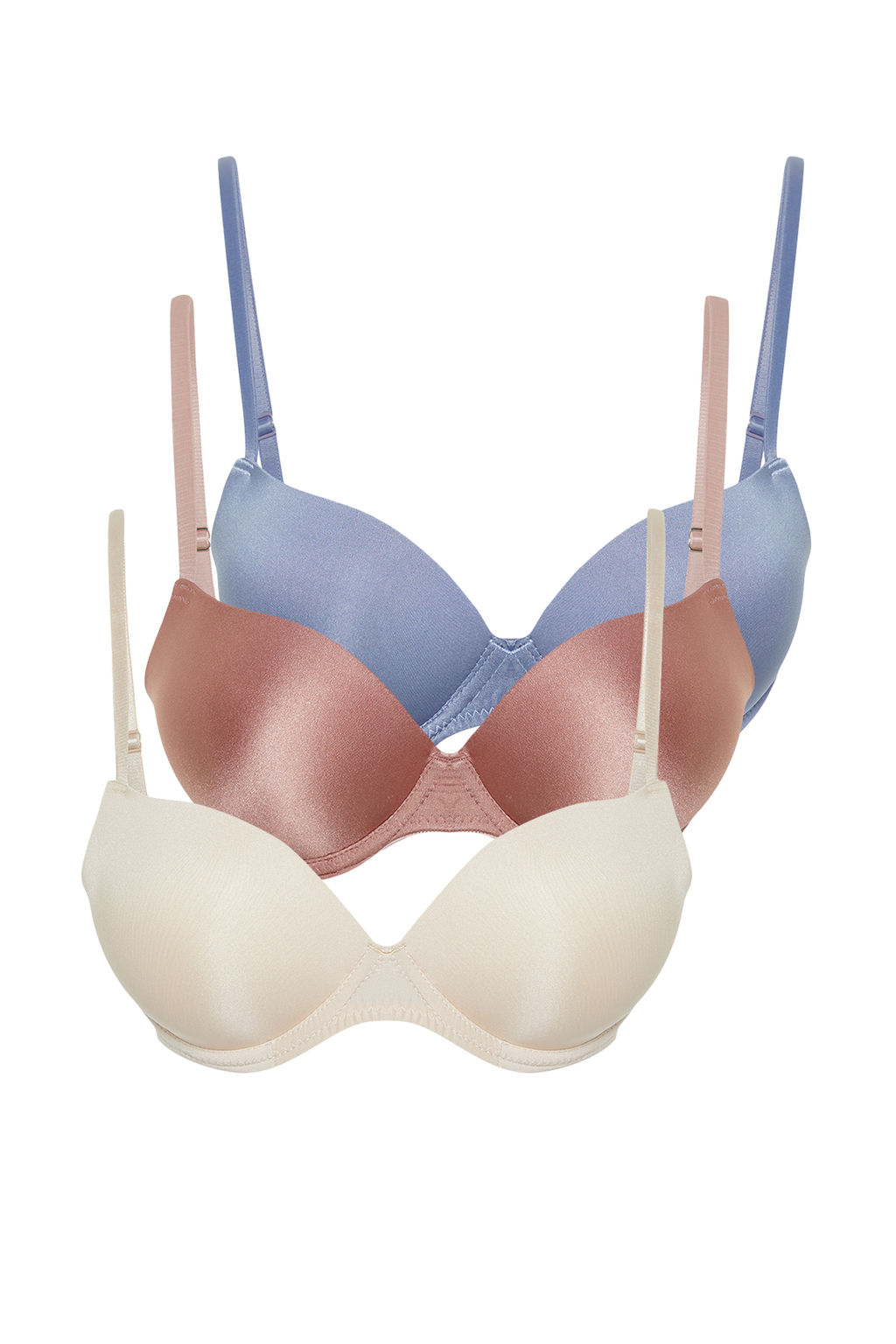 Trendyolmilla Kahverengi-Cok Renkli 3lu Paket Micro Ip Ask?l? Dolgulu/Push-Up Orme Sutyen THMSS24SU00053 фото 8