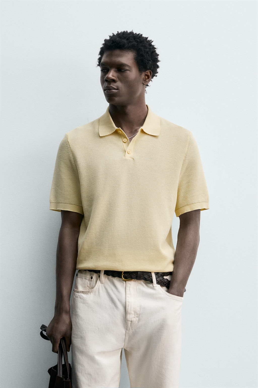 POLO PUNTO REGULAR FIT PIQU? / Amarillo claro