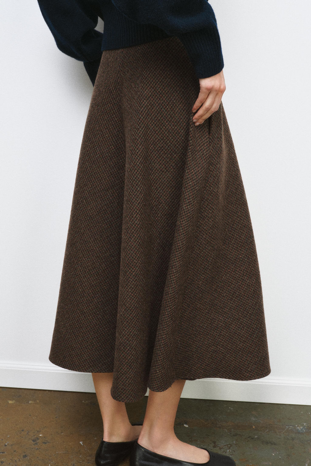 ZW COLLECTION WOOL HOUNDSTOOTH LAYERED SKIRT - Zara фото 3