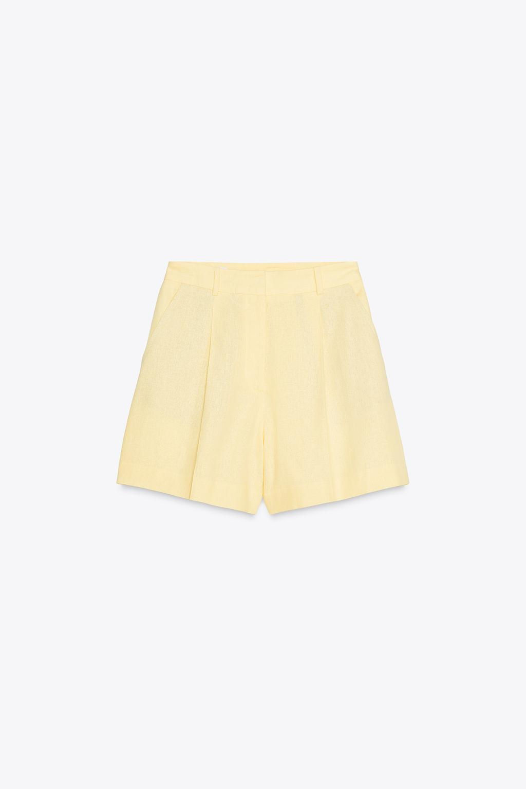 HIGH-WAIST LINEN BLEND BERMUDA SHORTS - Zara фото 3