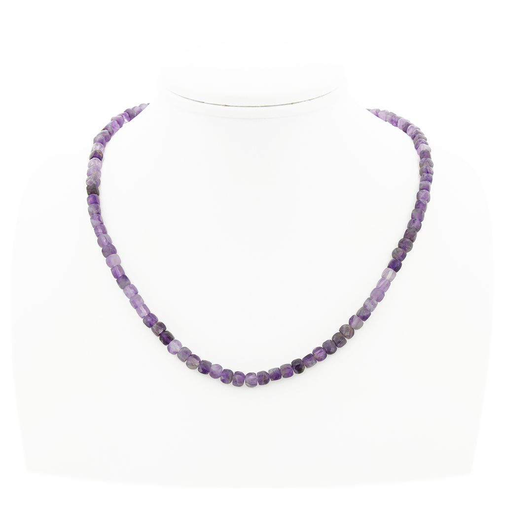 Аметист кубики гранёные 5мм, "Окта" бусы 47см