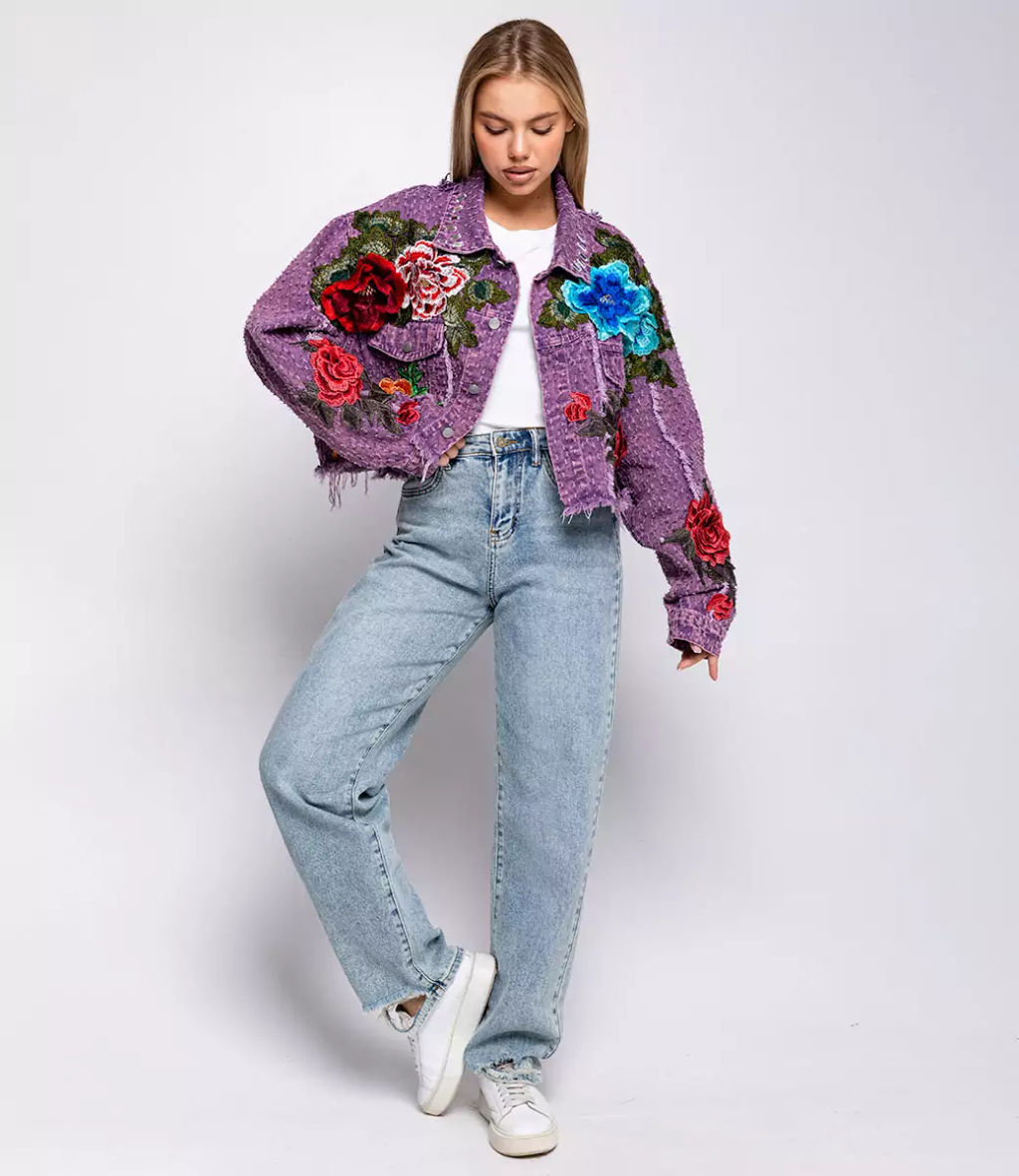 Джинсовая куртка #КТ6 (9), фиолетовый