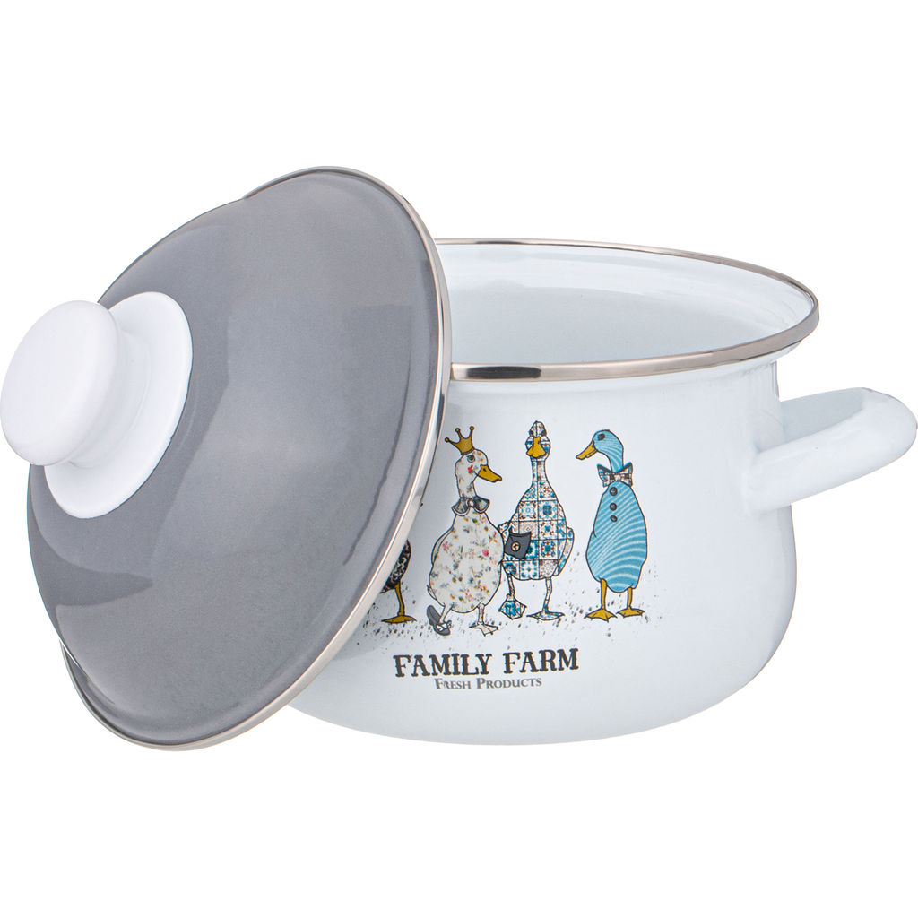 НАБОР КАСТРЮЛЬ AGNESS ЭМАЛИРОВАННЫХ СЕРИЯ FAMILY FARM, 6ПР. 1,5/2,8/3,6Л, 16Х10/20Х12/22Х13СМ  фото 4