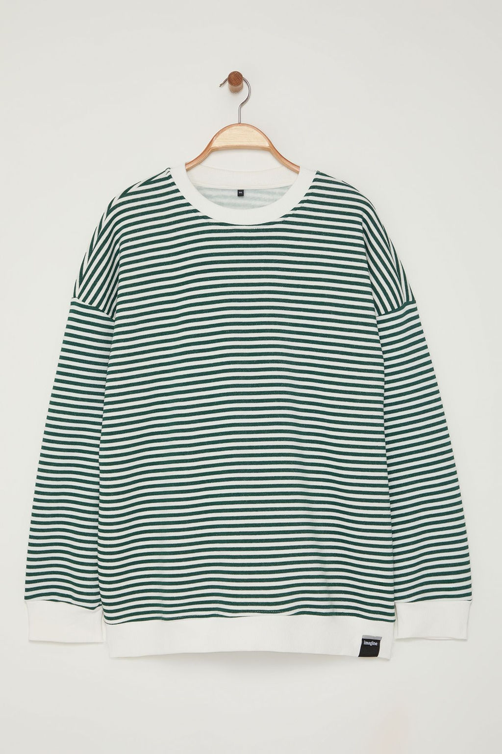 TRENDYOL MAN Buyuk Beden Siyah Oversize/Genis Kesim Cizgili Ici Polarl? Sweatshirt TMNAW25AO00017 - Trendyolmilla фото 6