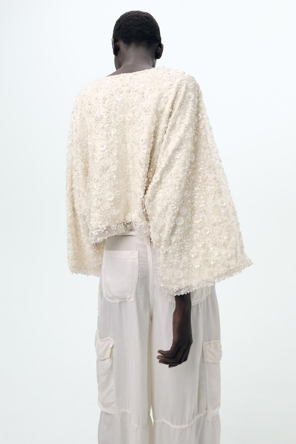 SEQUINNED BEADED CARDIGAN - Zara фото 5