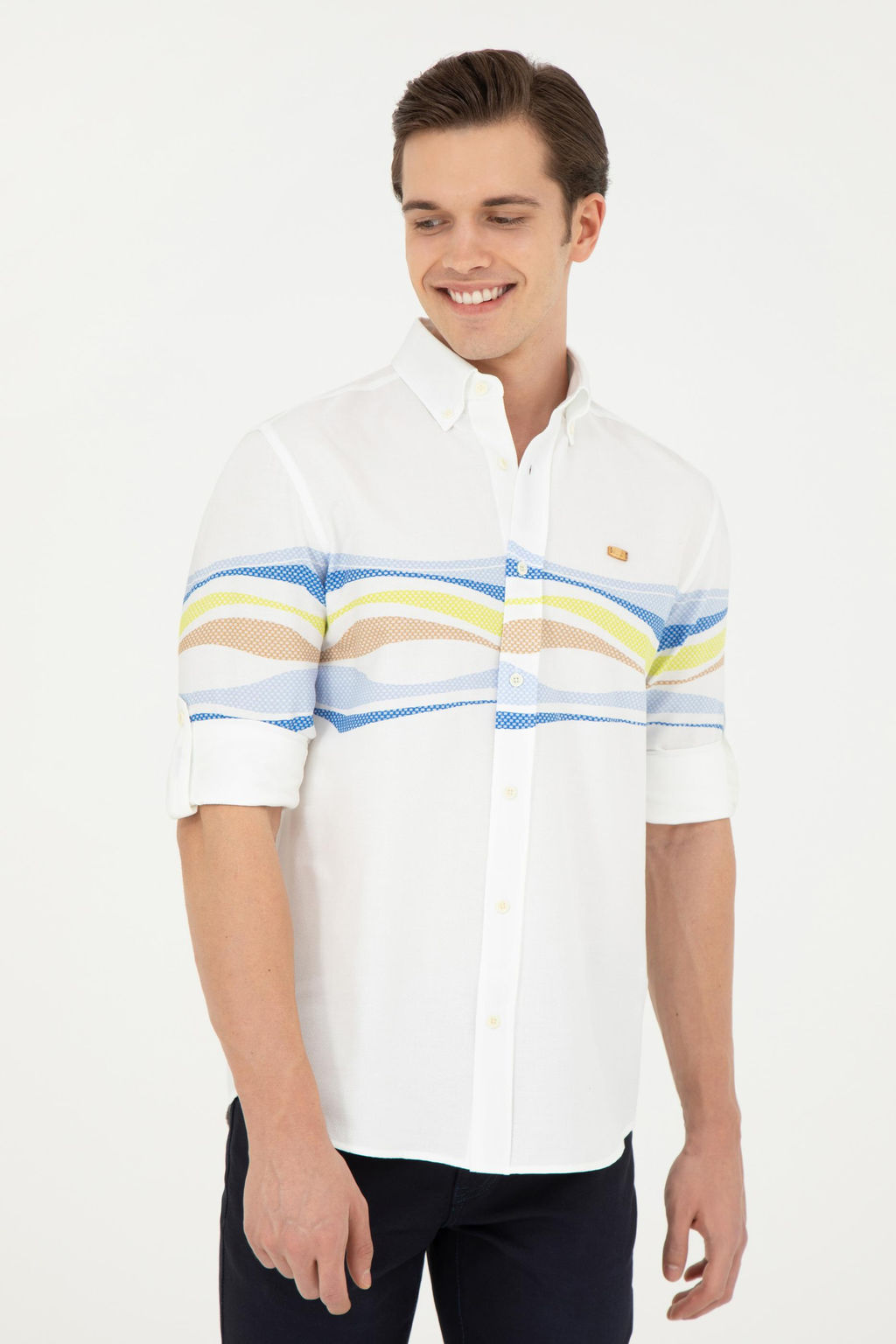 Мужская синяя рубашка с длинным рукавом - U.s. polo assn фото 10