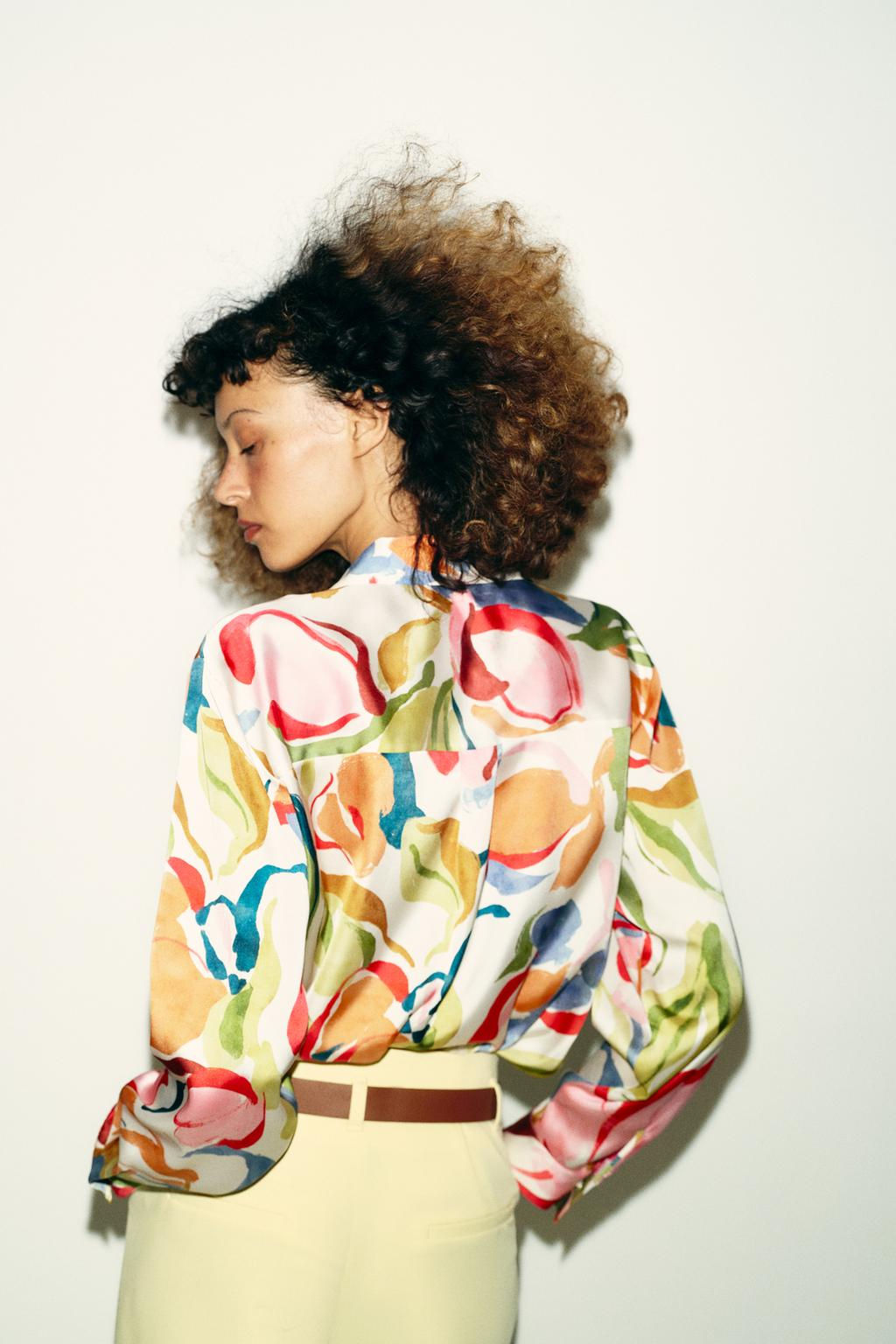 FLORAL PRINT SATIN SHIRT - Zara фото 6