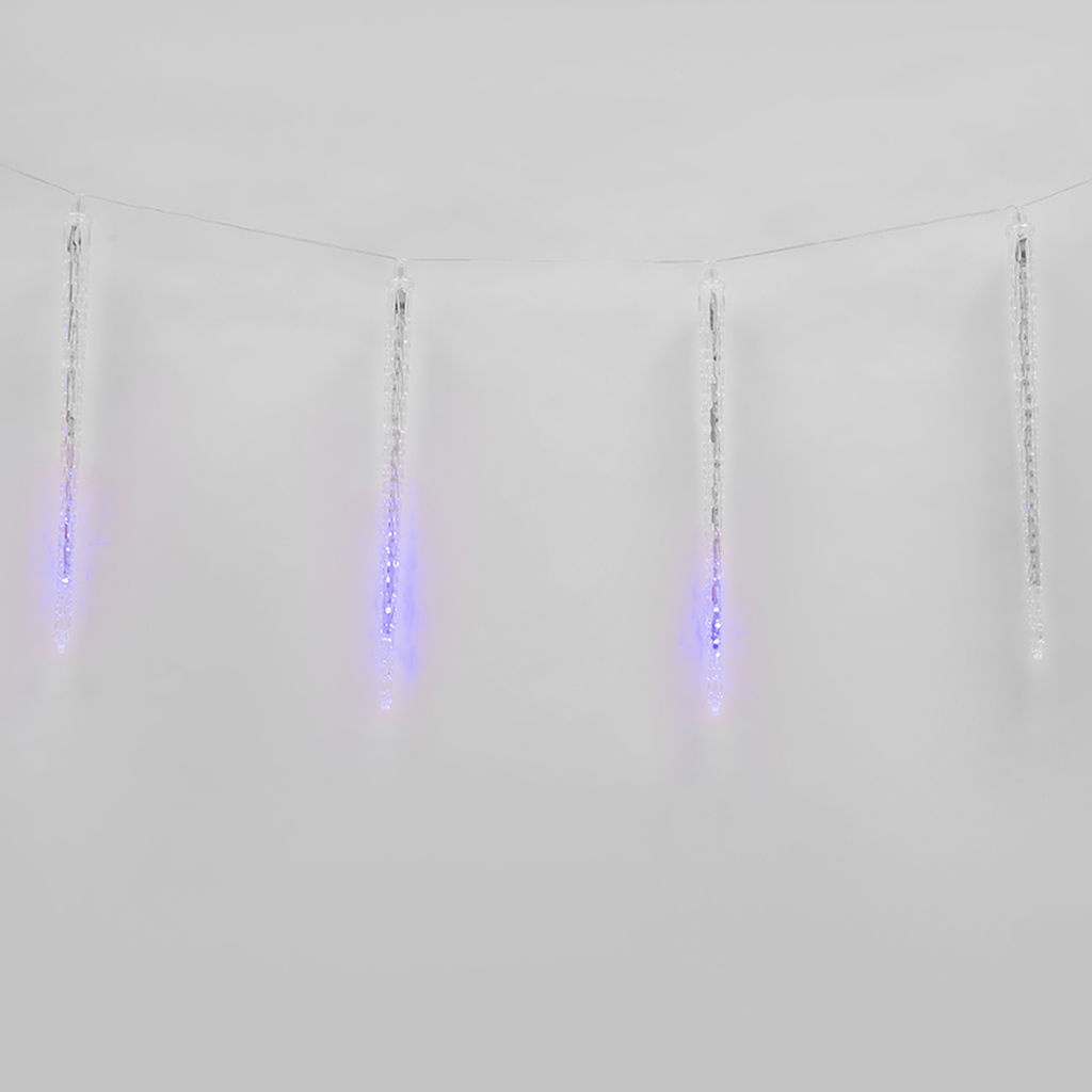 ULD-E3005-300/DTK BLUE IP44 ICICLE Занавес светодиодный фигурный Сосульки, соединяемый, 2,7х0,42м. 10 подвесов. Синий свет. Провод прозрачный. TM Uniel. - Volpe фото 3