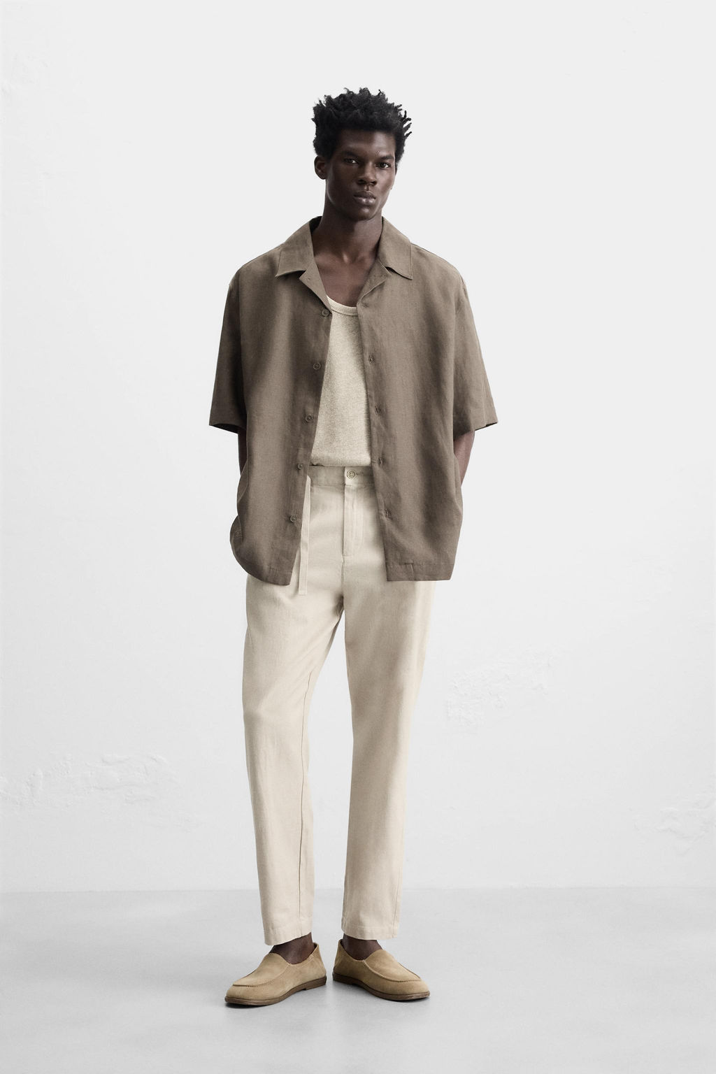 LINEN BLEND TROUSERS