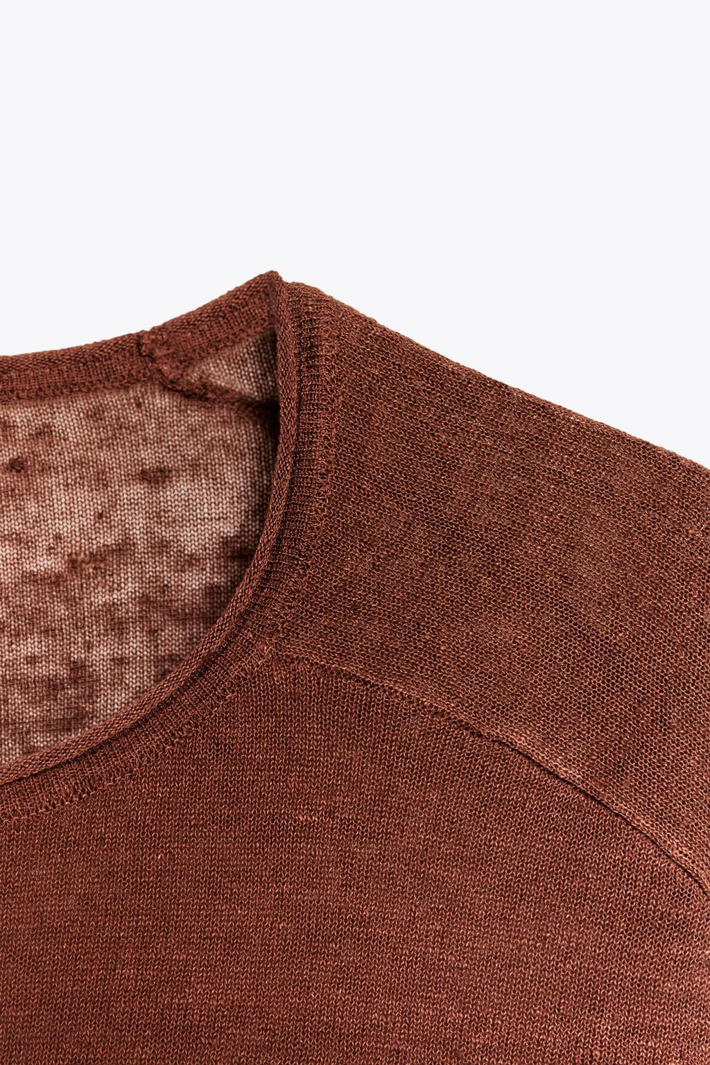 LINEN BLEND KNIT SWEATER - Zara фото 14