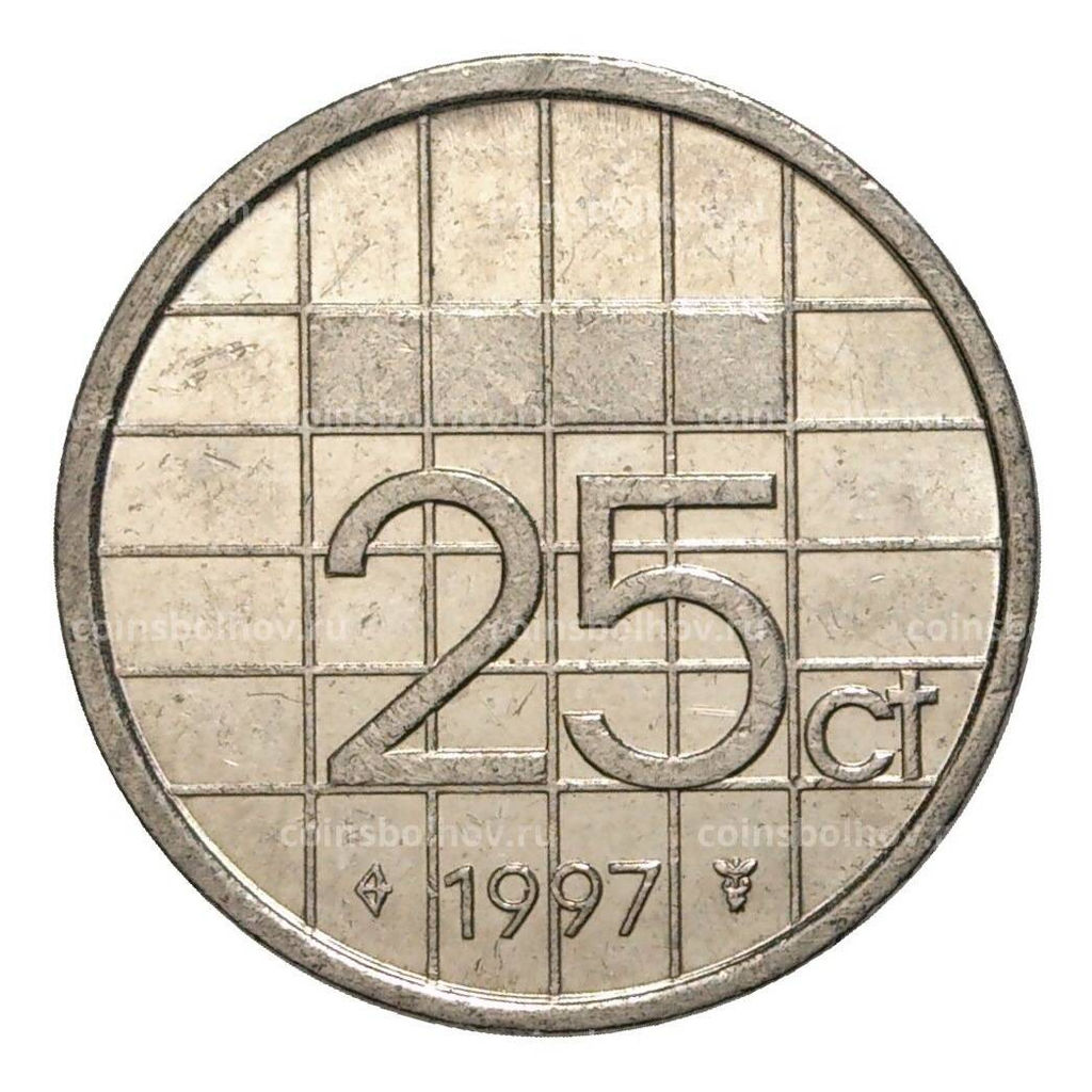 Монета 25 центов 1997 года Нидерланды