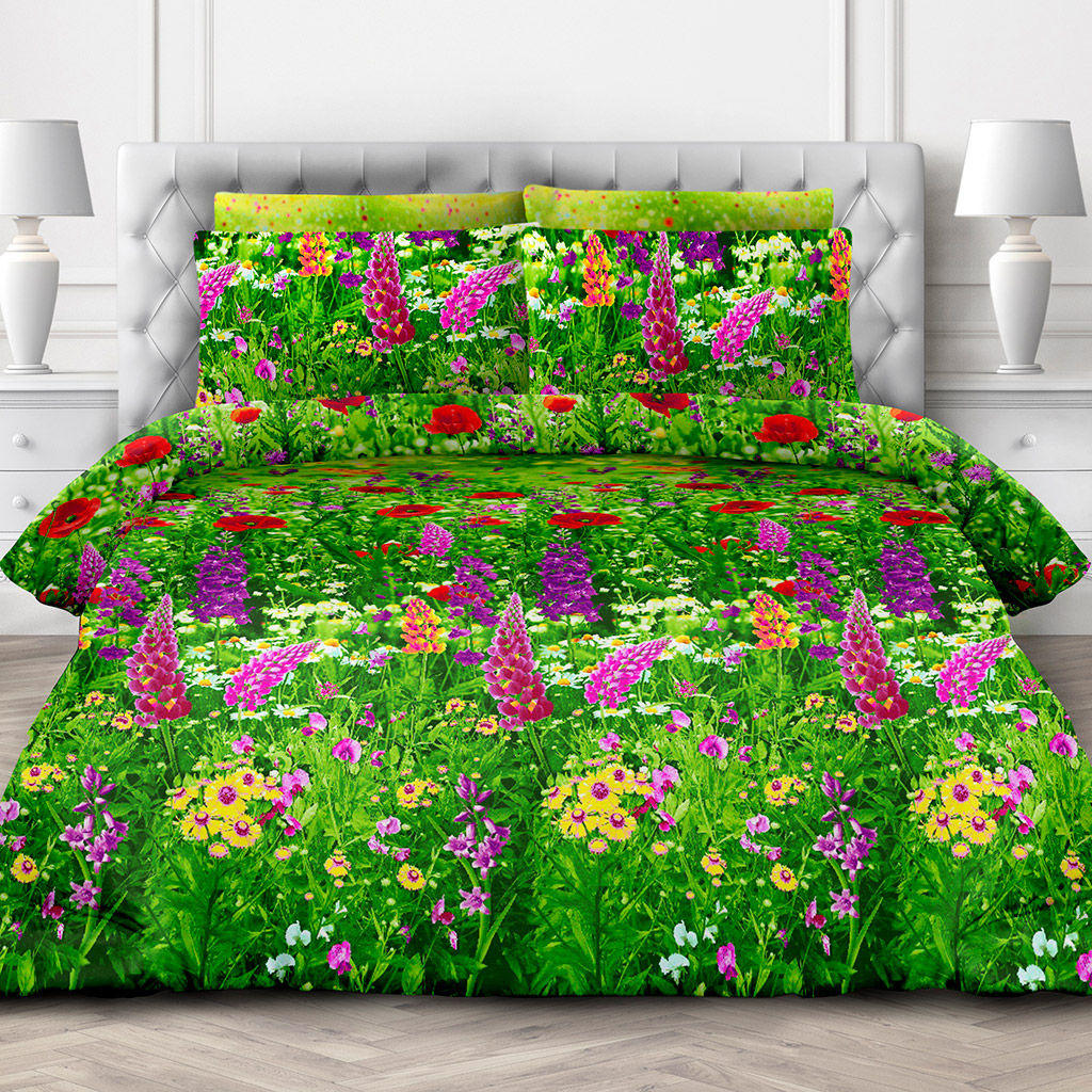 Покрывало стеганое Луговые цветы 240х215см, спальное место 160см, бязь набивная Комфорт 121г/м2, хлопок 100%, многоигольная стежка, наполнитель синтепон 70гр, подкладка бязь отбеленная 121г/м2, Домашняя мода (Россия)  фото 6