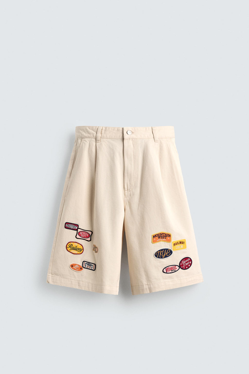 BERMUDA BAGGY FIT PARCHES / Beige