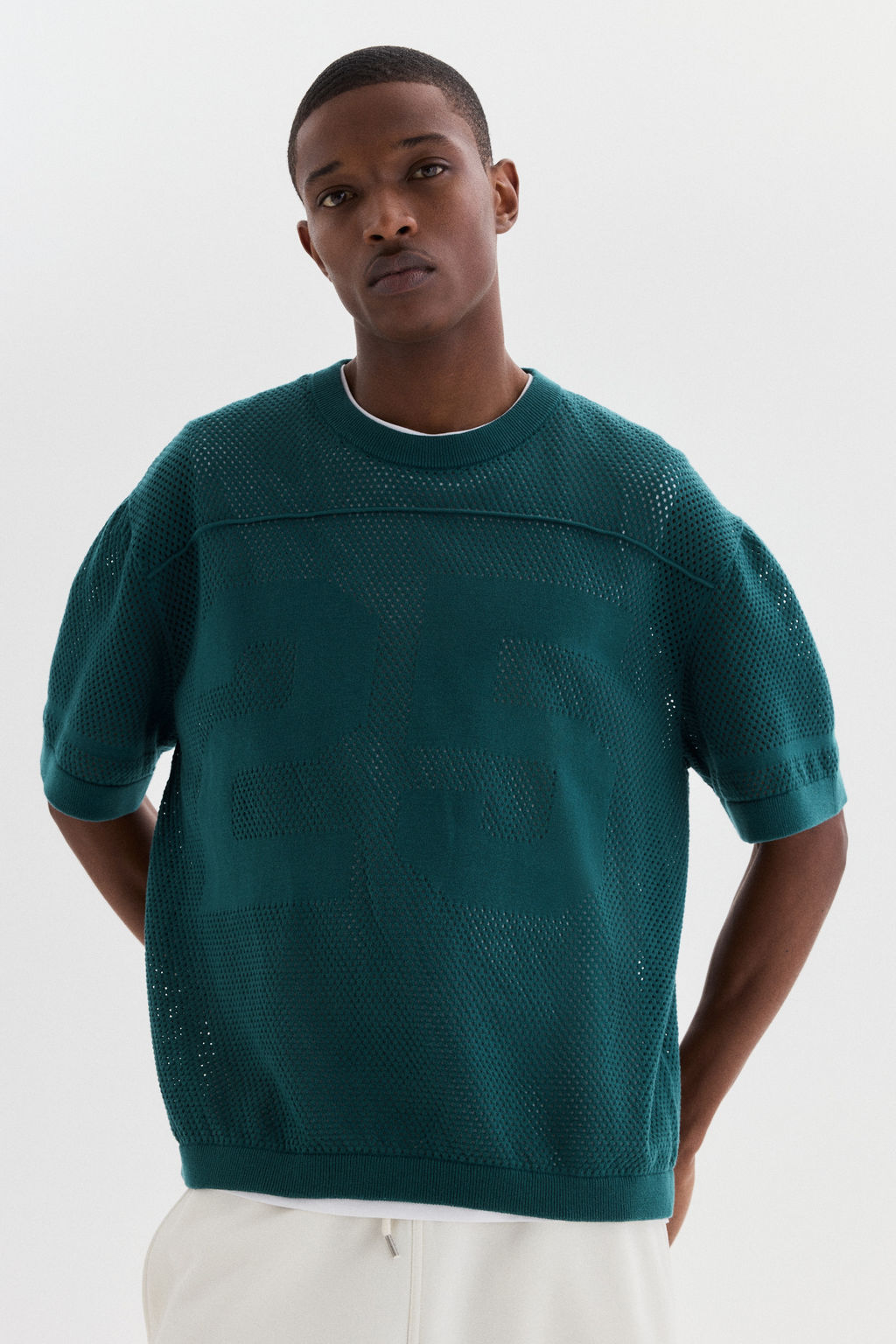 Camiseta de malla Boxy Relaxed Fit - H&m фото 3