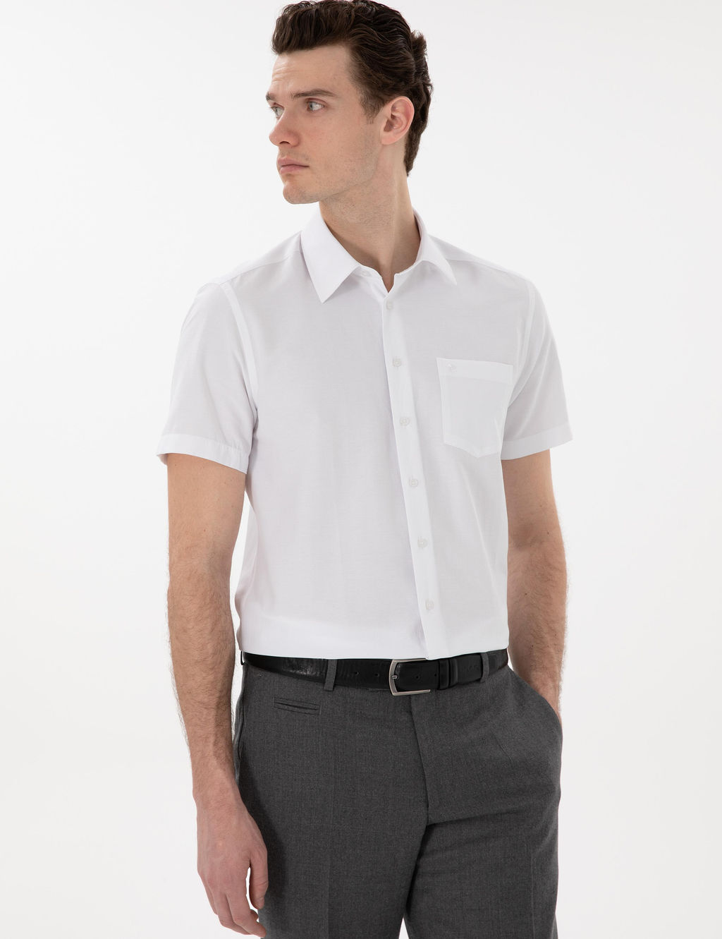 Beyaz Basic Regular Fit K_sa Kollu Cepli G_mlek - Pierre cardin фото 3