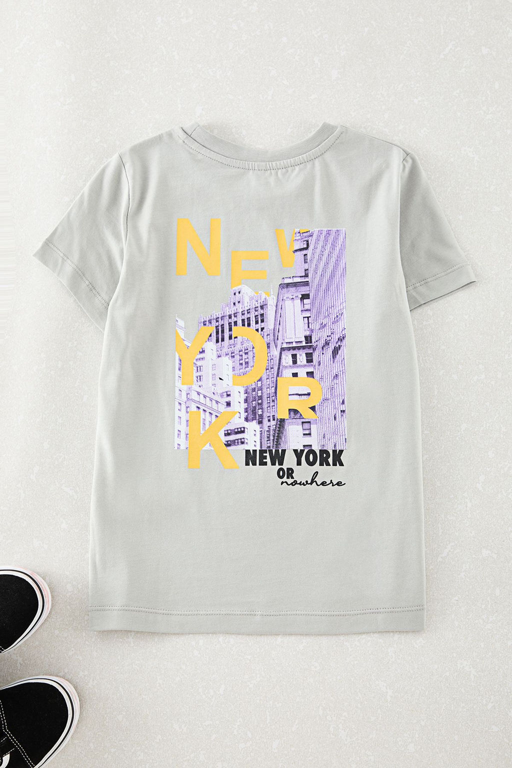 Gri Erkek Cocuk S?rt Bask?l? Orme T-Shirt TKDAW25TS00027 - Trendyolmilla фото 3