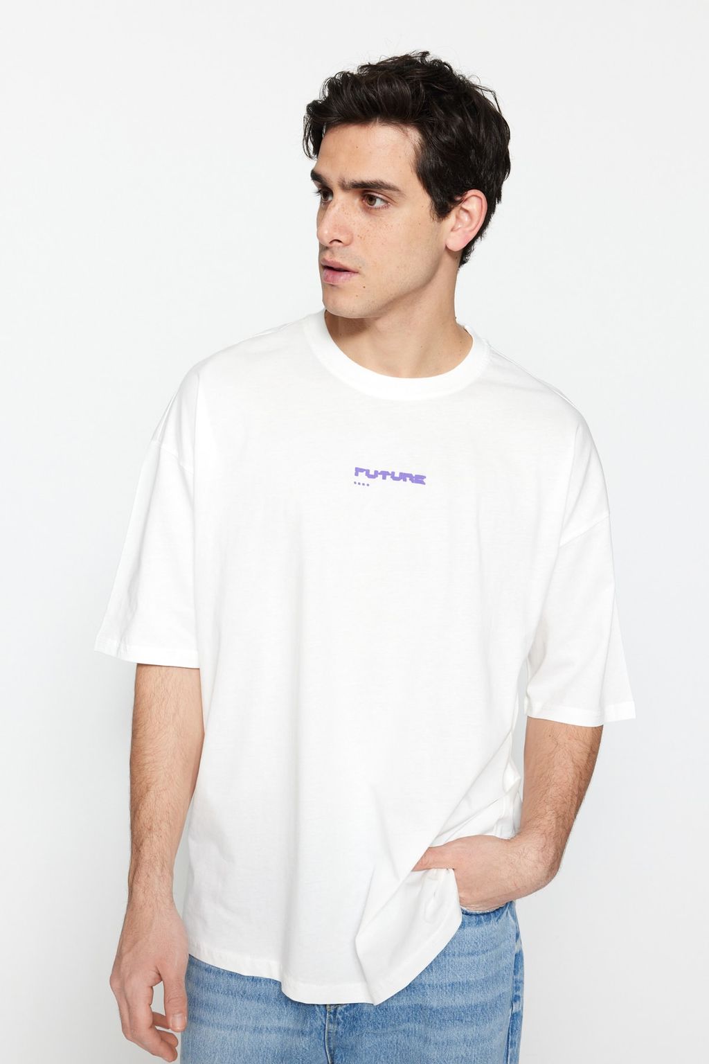 TRENDYOL MAN Antrasit Oversize/Genis Kesim Kabar?k Bask?l? %100 Pamuklu T-Shirt TMNSS23TS00171 - Trendyolmilla фото 8