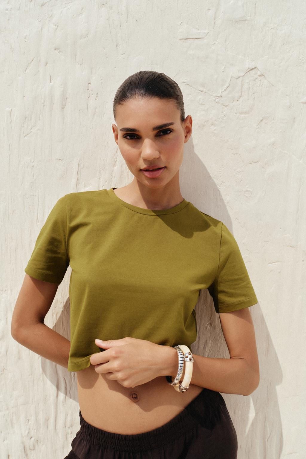 CROPPED STRETCH T-SHIRT - Zara фото 96