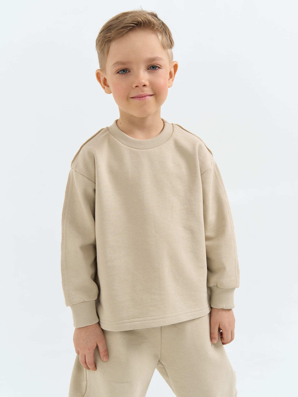 Свитшот с наружными швами из 100% хлопка Беж - Bungly фото 6