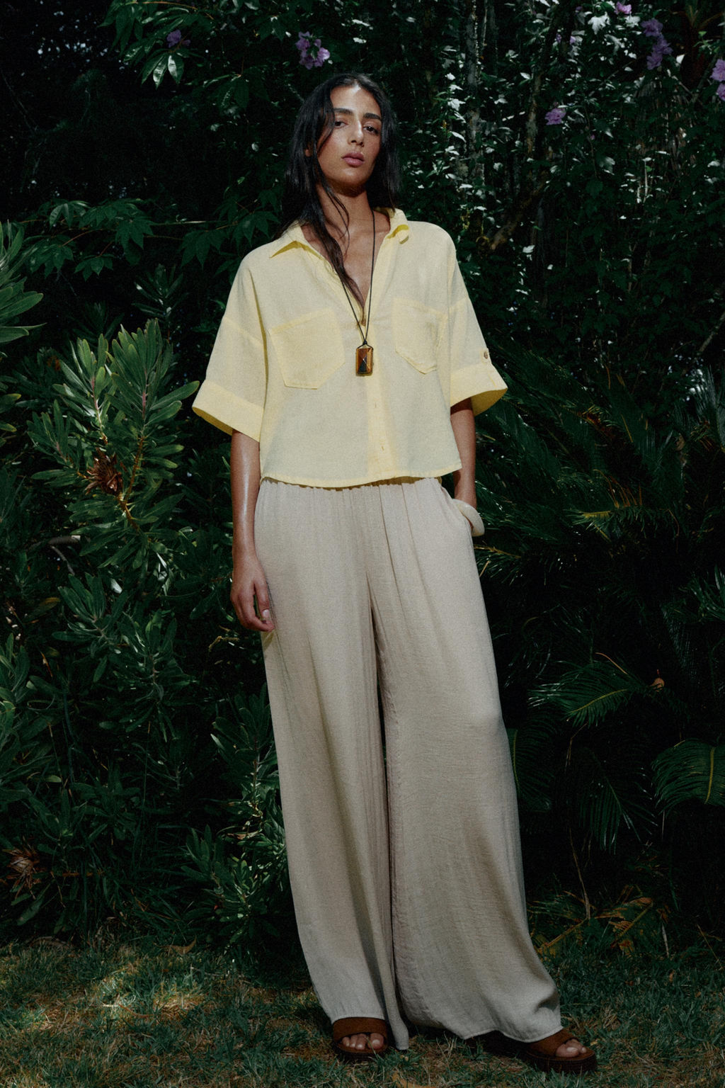 CROPPED LINEN BLEND SHIRT - Zara фото 59