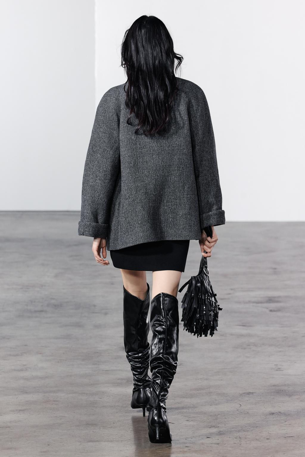 LEATHER COLLAR COAT ZW COLLECTION - Zara фото 4