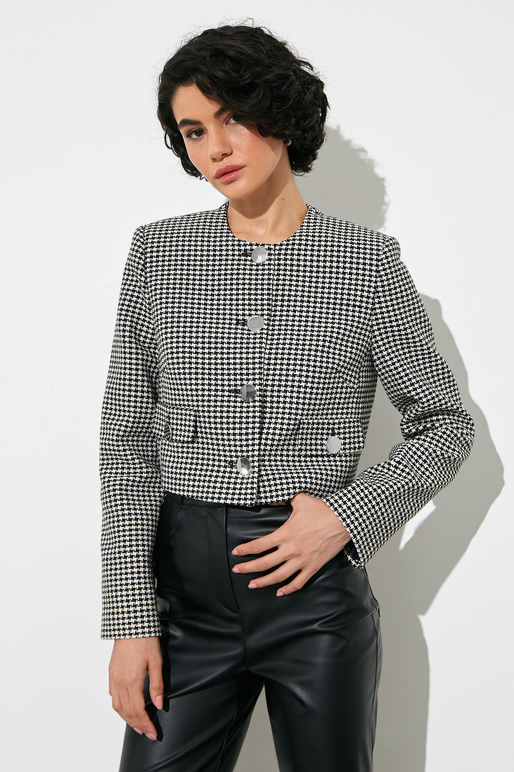 Жакет укороченный из твида с клапанами - Mollis фото 3